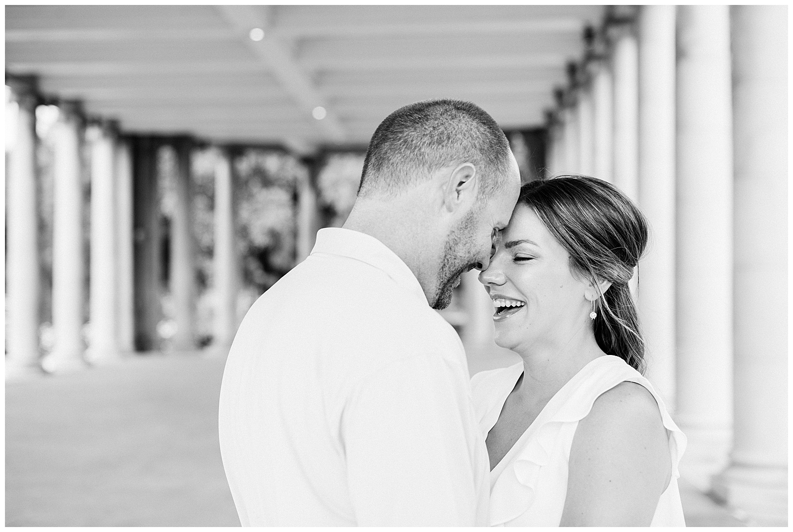 New Orleans Engagement Photos Chelsea Rousey Photography black and white couple laughing